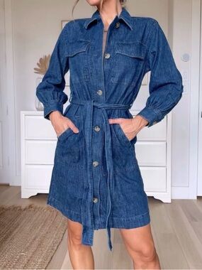 Free Assembly Denim Button-Front Shirt Dress Size Small